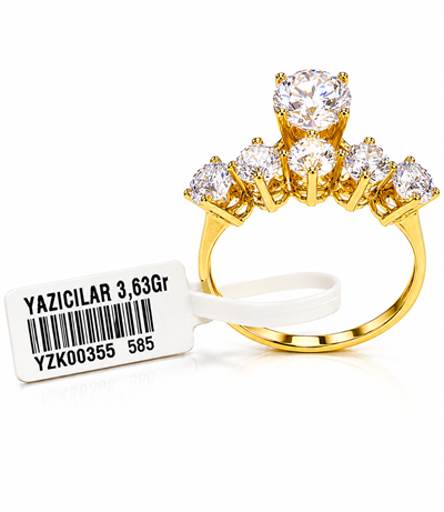 Yazıcılar 14 Ayar Altın Şık ve Asil Princess Yüzük 3,63 GR ( 00355)