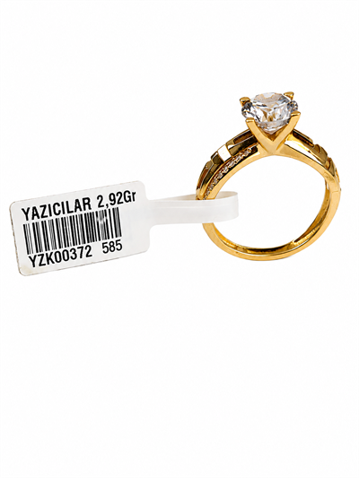 Yazıcılar 14 Ayar Altın Tektaş Model Golden Myth Kadın Yüzük 2,92 GR (372)