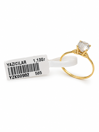 Yazıcılar 14 Ayar Altın Zamansız Zarafet Tektaş Yüzük 1,13 GR (982)