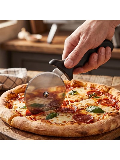 Bertolli Paslanmaz Çelik 20 cm Pizza Kesici Rulet - Ergonomik Saplı Hamur Kesme Tekerleği