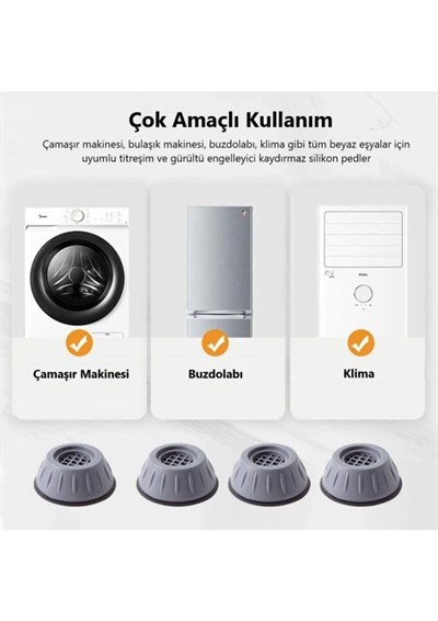 Electrolux Gürültü Engelleyici Ve Kaymaz Titreşim Önleyici Kauçuk Ayak Pedleri Çamaşır Makinesi Stoper