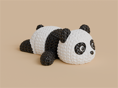 Örgü Hareketli Eklemli Panda - Dekoratif Figür
