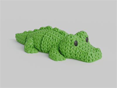 Örgü Hareketli Eklemli Timsah - Dekoratif Figür