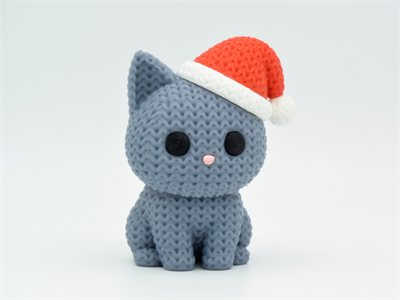 Örgü Noel Baba Şapkalı Kedi (Yılbaşı) - Dekoratif Figür