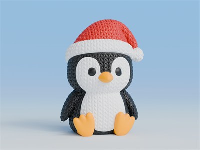 Örgü Noel Baba Şapkalı Penguen (Yılbaşı) - Dekoratif Figür