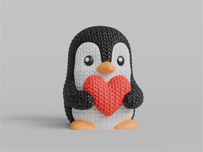 Örgü Penguen (Sevgililer Günü) - Dekoratif Figür