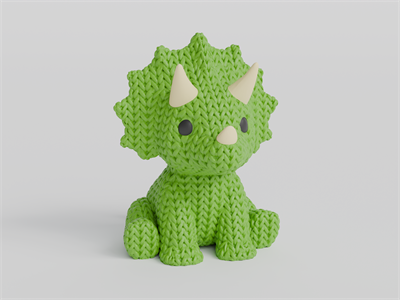 Örgü Triceratops Dinozor - Dekoratif Figür