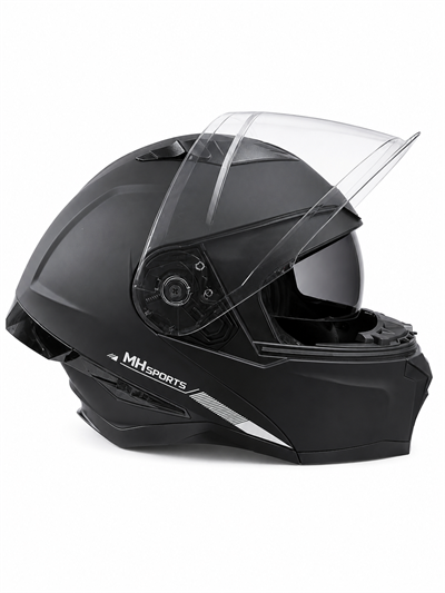 MAT SİYAH MOTOSİKLET KASKI ÇENE AÇILIR [GÜNEŞ VİZÖRLÜ] MH HELMET 