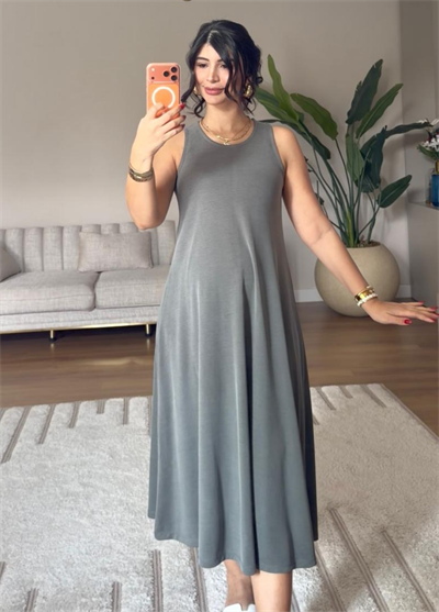 SIFIR YAKA ASKILI ELBİSE - HAKİ