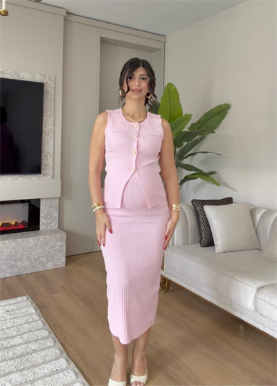 Yelekli Etekli Takım- Pembe