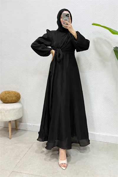 Yandan Bağlamalı Jan Jan Abiye -Siyah