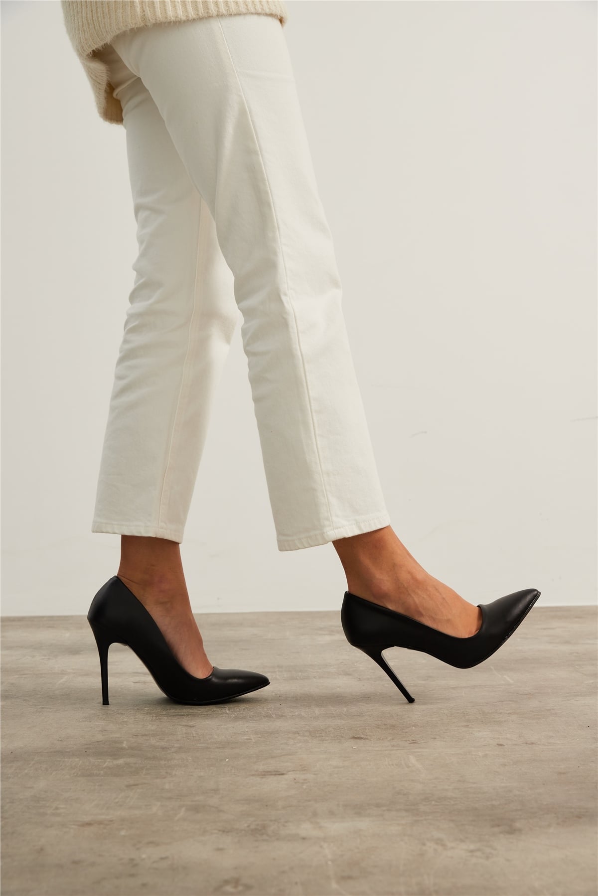 Melısa Kadın Stiletto Siyah Deri