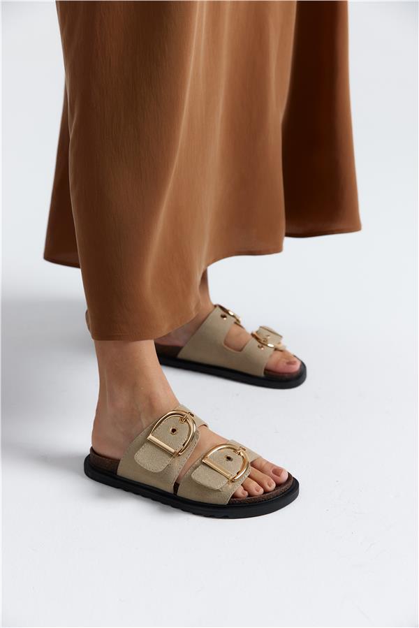 Sam Kadın Günlük Terlik Ten Süet