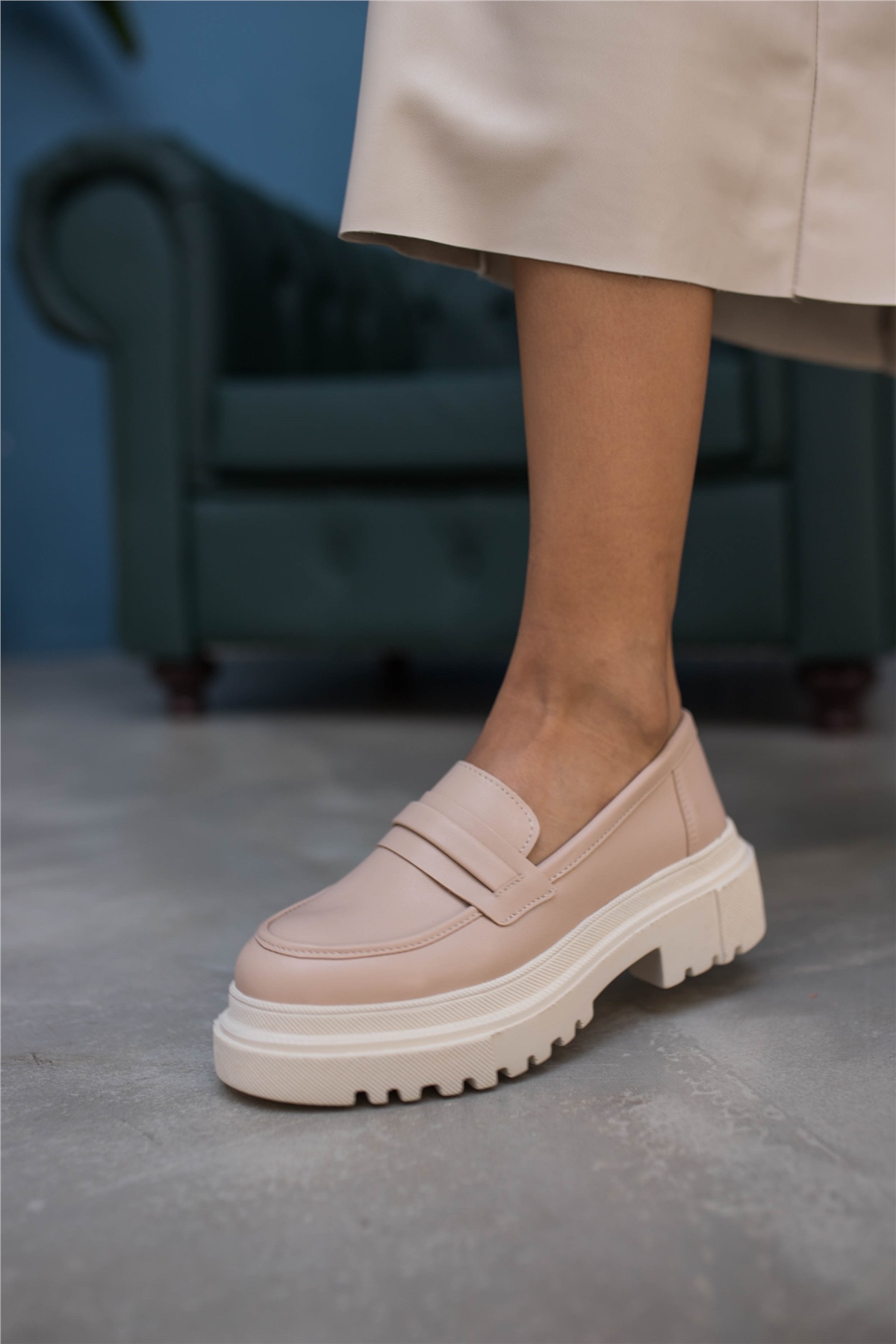 Costanz Kadın Loafer Bej Deri