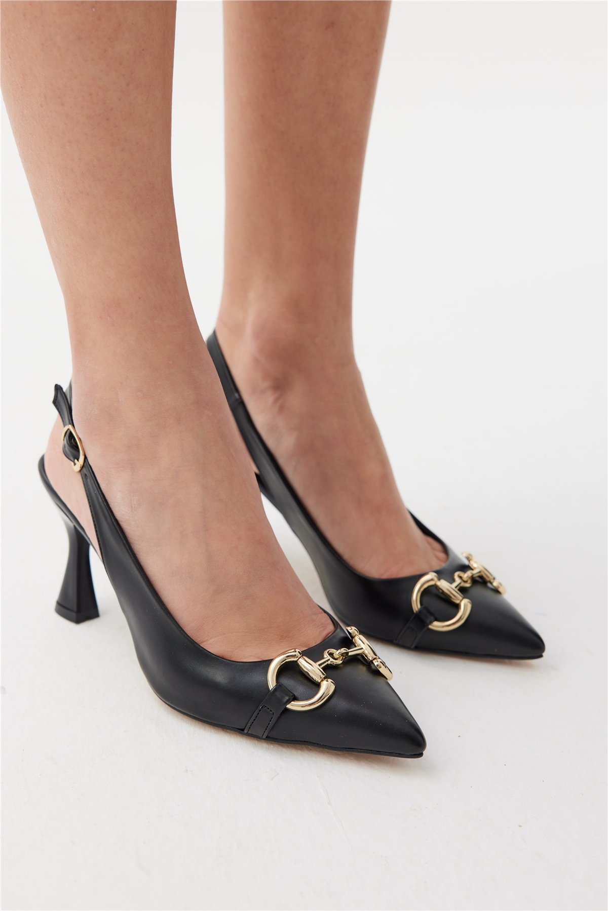 Damlax Kadın Topuklu Ayakkabı Siyah Deri