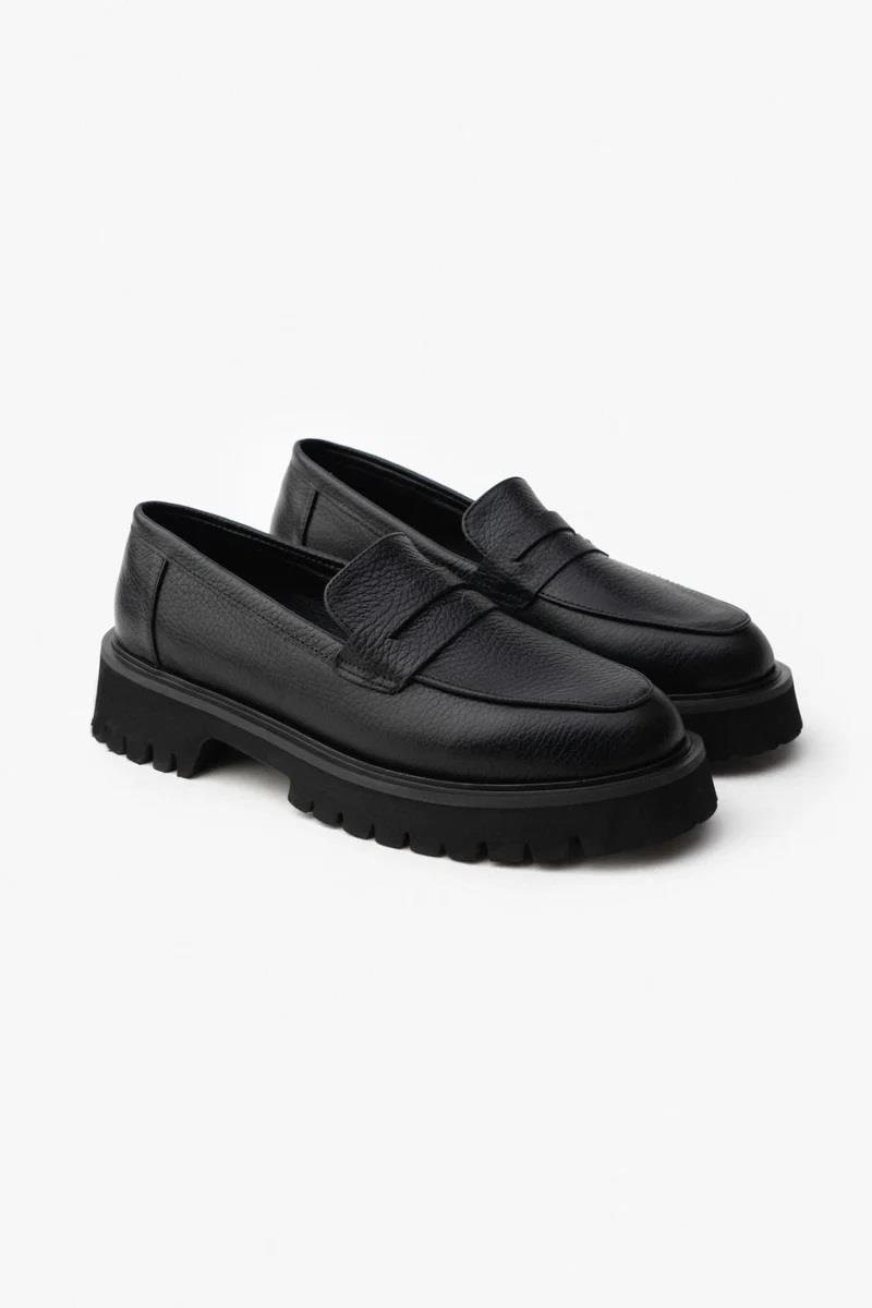Laurea Kadın Hakiki Deri Günlük Loafer Siyah Deri