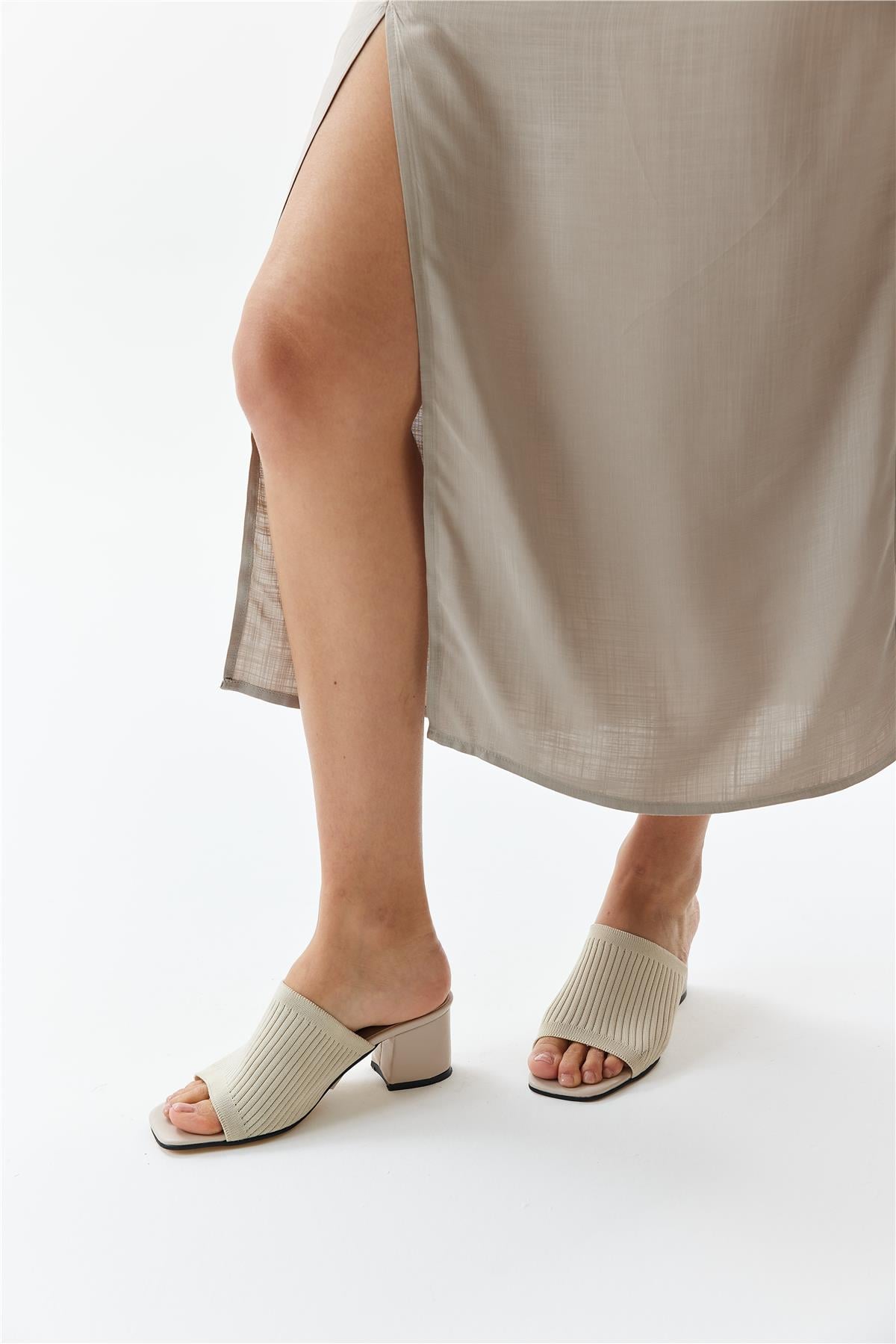 Ploom Kadın Topuklu Terlik Ten