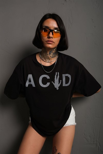 Oversize Reflektör Acid Baskılı  Tişört