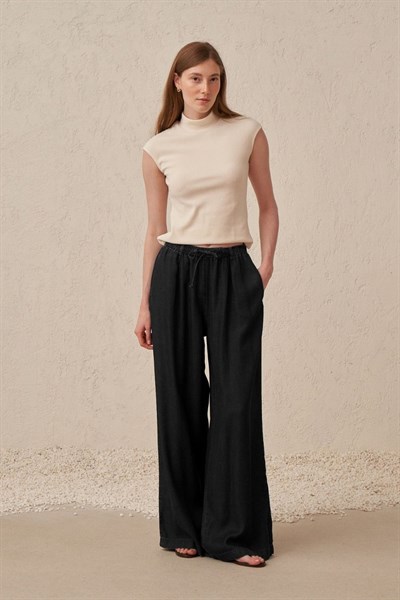 Beli Lastikli Tensel Denim Pantolon – Siyah
