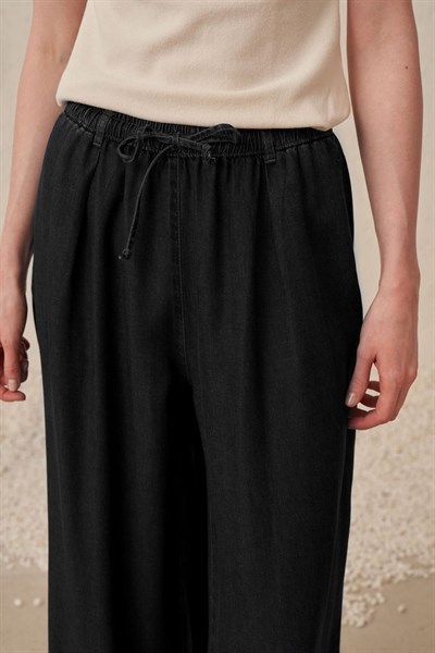 Beli Lastikli Tensel Denim Pantolon – Siyah