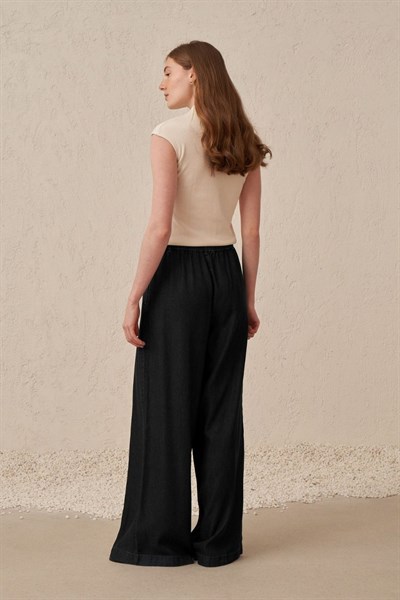 Beli Lastikli Tensel Denim Pantolon – Siyah