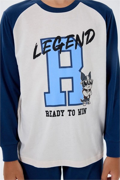 Erkek Çocuk Legend Baskılı Pamuklu Pijama Takımı – Mavi