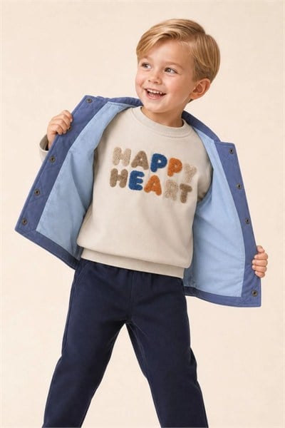 Happy Heart Kapüşonlu Yelekli Üçlü Takım
