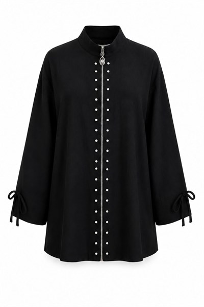 İnci Detaylı Tencel Pantolonlu Takım - Siyah