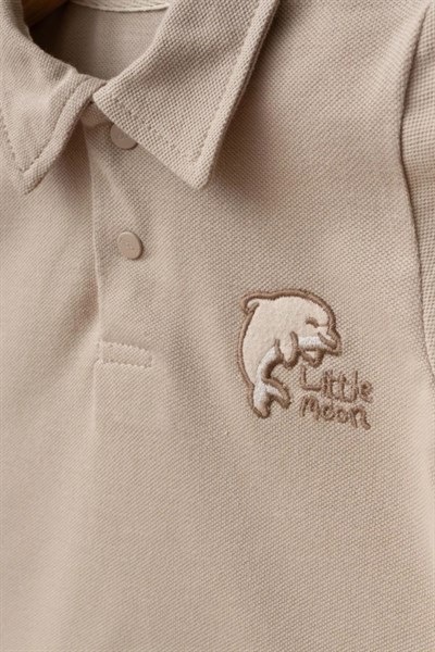 Polo Yaka Erkek Bebek Takım – Bej