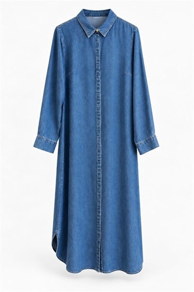 Uzun Denim Gömlek Tunik