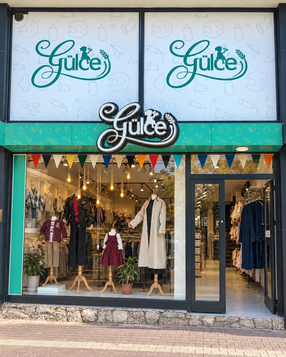 Gülce Butik mağazasının vitrini ve girişi