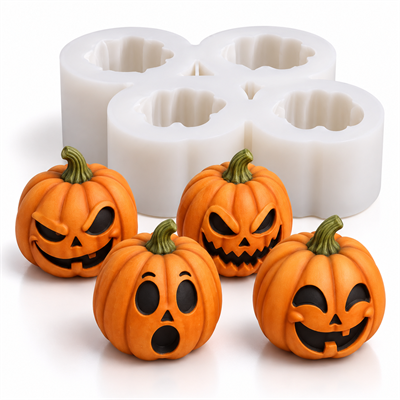 1448 -4'lü Jack O' Lantern Balkabağı Silikon Kalıbı
