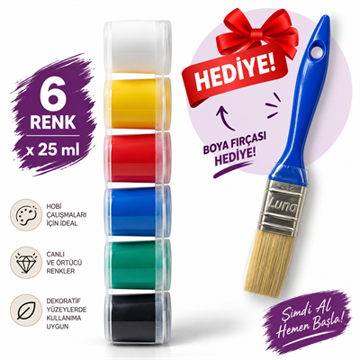 Akrilik Boya Seti 6x25 ml – 6 Renk