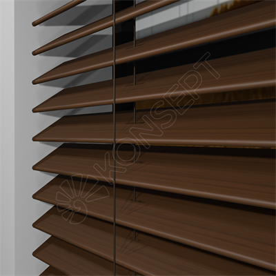 REDÜKTÖRLÜ / Zincirli Ahşap Jaluzi Perde 50 mm %100 Orjinal Ahşap CEVİZ Renk
