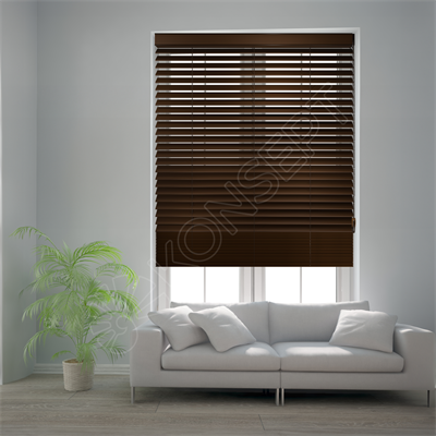 REDÜKTÖRLÜ / Zincirli Ahşap Jaluzi Perde 50 mm %100 Orjinal Ahşap CEVİZ Renk