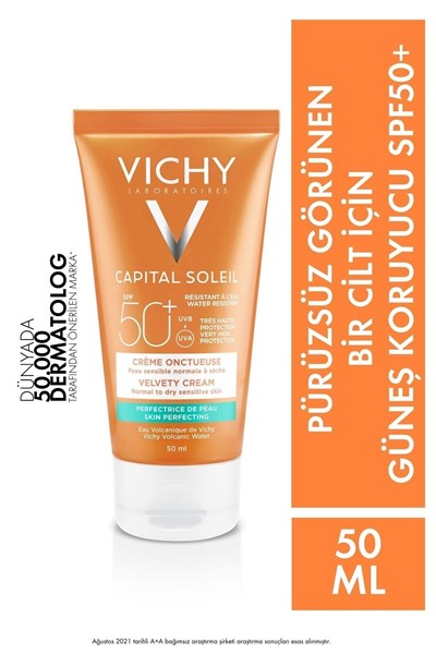 Capital Soleil Spf50+ Velvety Pürüzsüz Görünen Bir Cilt İçin Güneş Koruyucu- 50ml