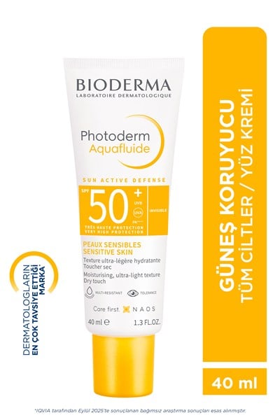 Photoderm Aquafluid SPF50+ Tüm Ciltler için Yüksek Korumalı Yüz Güneş Kremi 40 ml