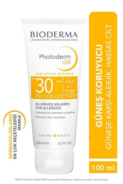 Photoderm LEB SPF 30 Hassas Ciltler Güneş Alerjisi Karşıtı Jel Formda Yüz Güneş Kremi 100 m