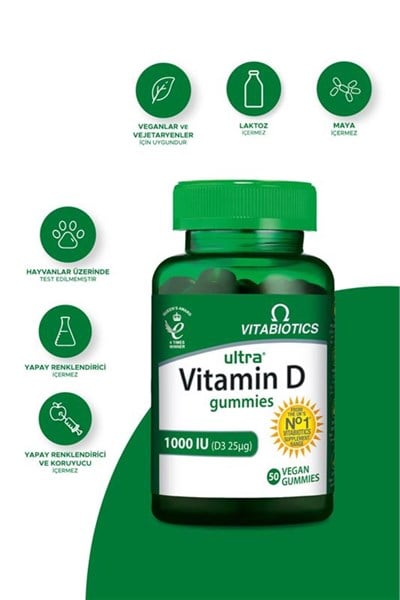 Ultra Vitamin D 1000 IU D3 Vitamini İçeren 50 Vegan Gummies