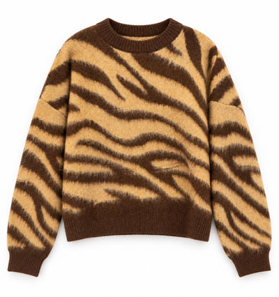 Fox Zebra Desenli Lüx Yumoş Kazak