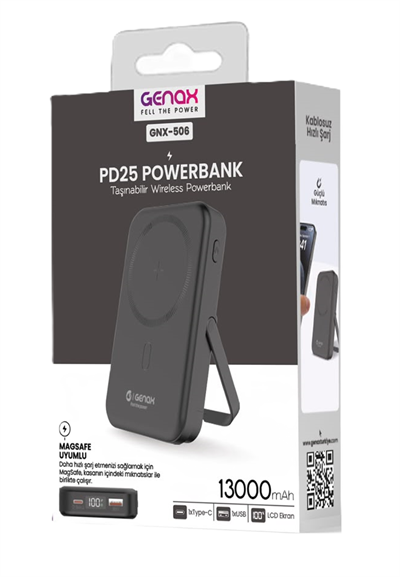 Genax 3000mAh MagSafe Uyumlu Kablosuz Stantlı Hızlı Powerbank