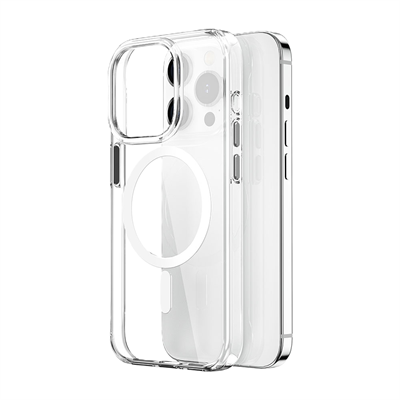 Toptan İphone MagSafe Uyumlu Metal Tuşlu Şeffaf Mika Kılıf