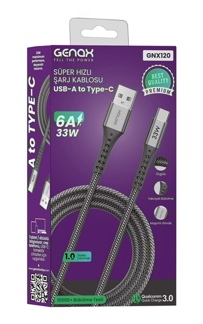 Toptan USB-A to Type-C Süper Hızlı Şarj Kablosu (33W / 6A)