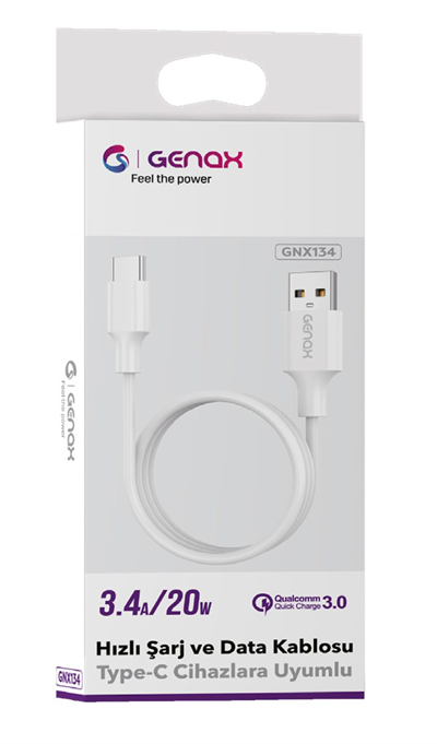 Toptan Usb to Type-C 20W / 3.4A Hızlı Şarj ve Data Kablosu
