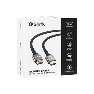 S-link HDMI Kablo Siyah (15m) 4K