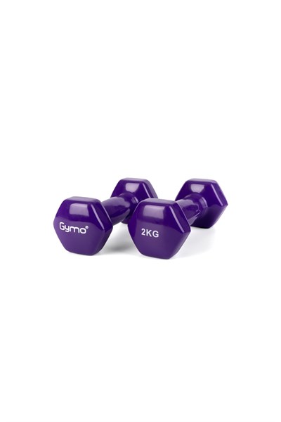 Gymo Hex Shape Vinil Dambıl 2x2kg Mor