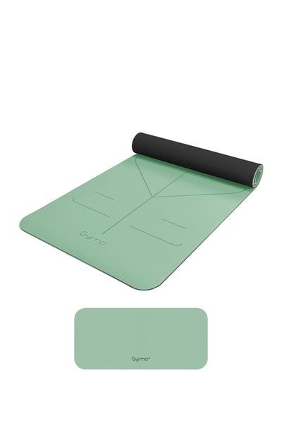 Gymo Hizalamalı 6mm TPE Yoga Matı Pilates Minderi Diz Dirsek Koruyucu Matlı Set Açık Yeşil