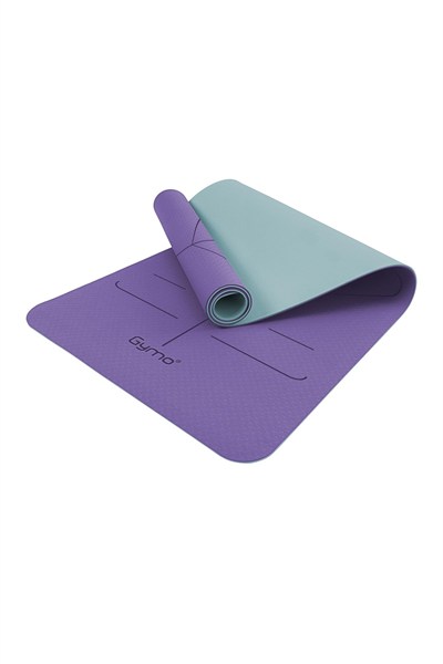 Gymo Hizalamalı 6mm TPE Yoga Matı Pilates Minderi Lila Nane Yeşili