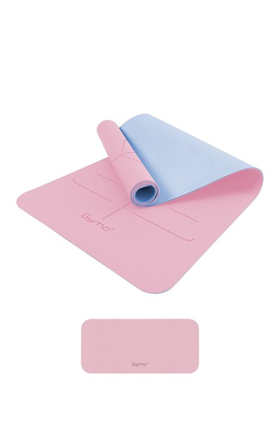 Gymo Hizalamalı 6mm TPE Yoga Matı Pilates Minderi Diz Dirsek Koruyucu Matlı Set Pembe