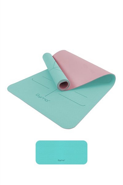 Gymo Hizalamalı 6mm TPE Yoga Matı Pilates Minderi Diz Dirsek Koruyucu Matlı Set Nane Yeşili